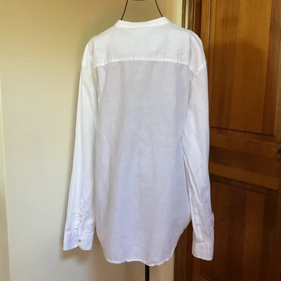 Zara linen cotton blend white shirt, XXL - Picture 3 of 5